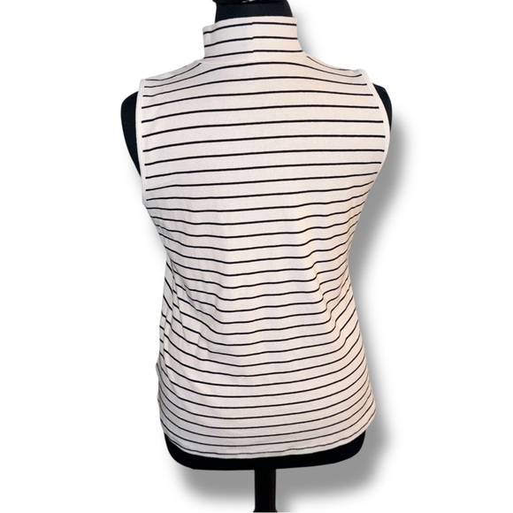 LANE BRYANT Mock Neck Ribbed Tank Classic Sleeveless - 18/20 White/ Black Stripe - Picture 4 of 14